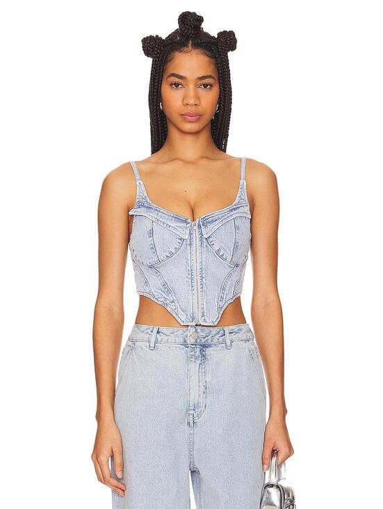 Afrm Tops - AFRM x Revolve Iris Top in Crystal Blue Wash